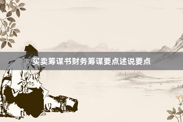 买卖筹谋书财务筹谋要点述说要点